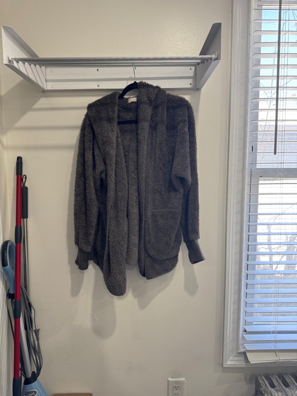 Cozy Teddy Open-Front Jacket in Dark Brown